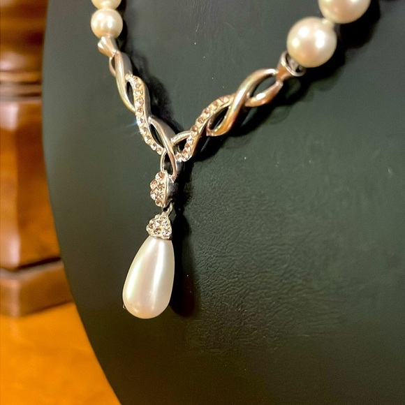 Sterling 925 AU and faux pearl necklace - Picture 3 of 6